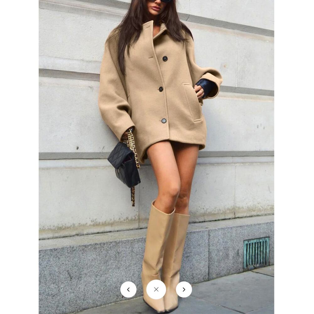 NWT Commense Solid Oversized Pocket Button Coat Sz M - Picture 2 of 4